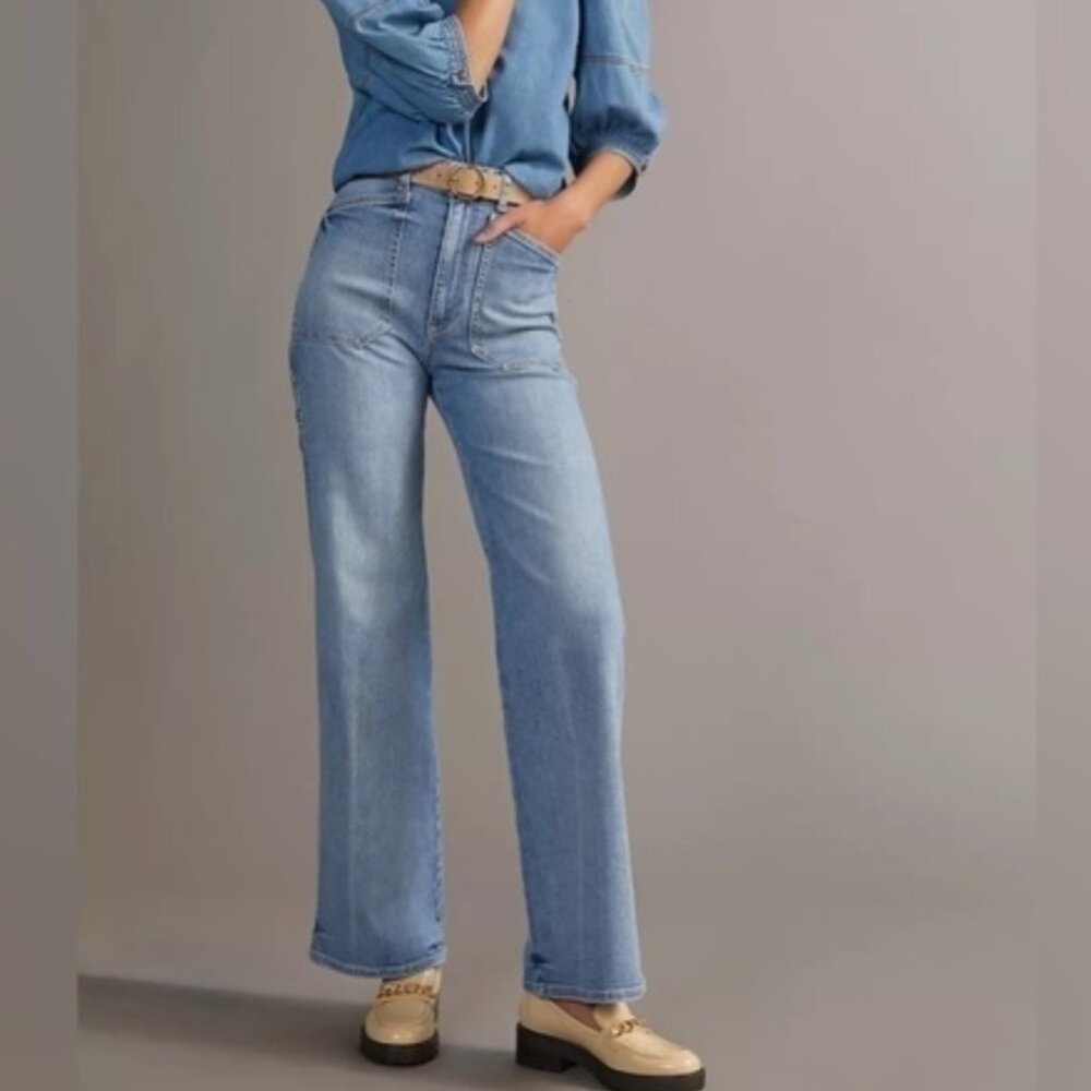 PILCRO THE SELVEDGE CARPENTER WIDE-LEG JEANS size 30